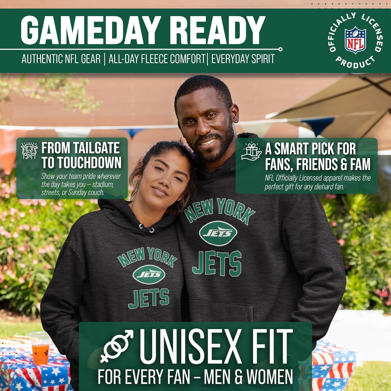 NFL Adult Gameday Hooded Sweatshirt - Poly Fleece Cotton Blend - Stay Warm and Represent Your Team in Style