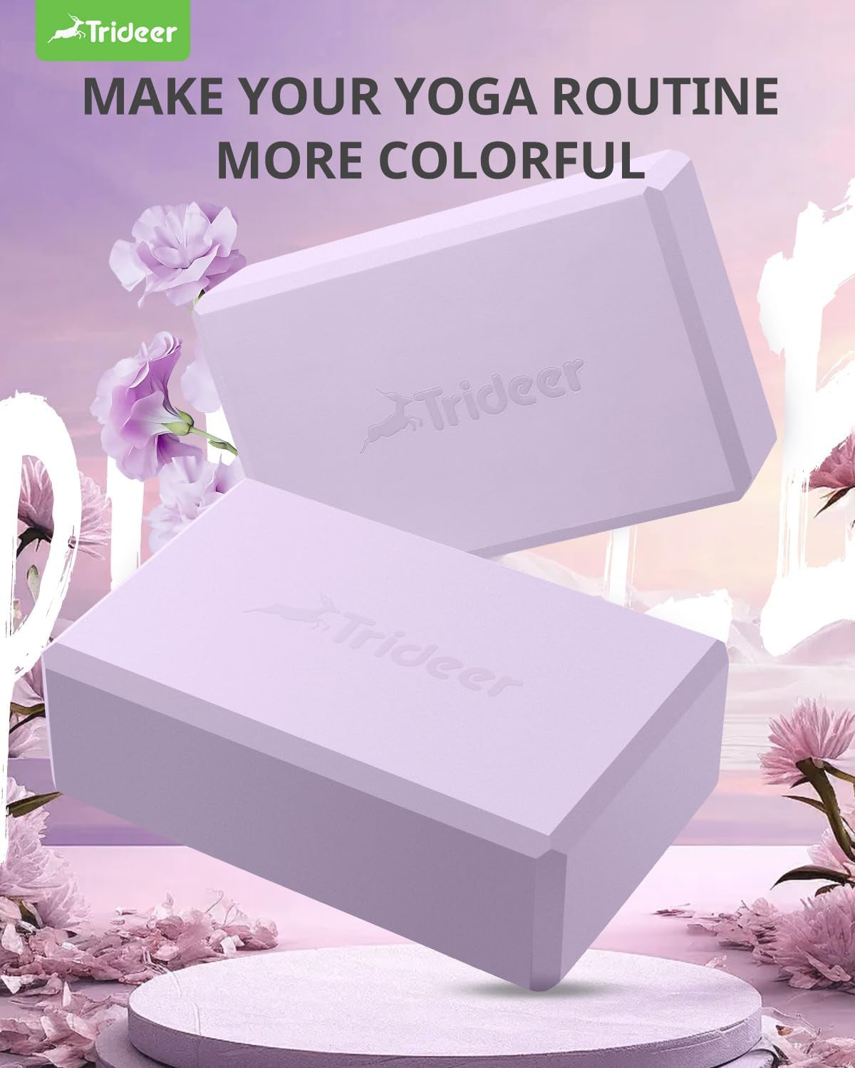 Yoga Blocks 2 Pack, Soft Non-Slip Foam Blocks with Beveled Edges for Alignment and Stretching in Yoga, Pilates, and Dance - Supportive, Lightweight, Odor Resistant, Latex-Free