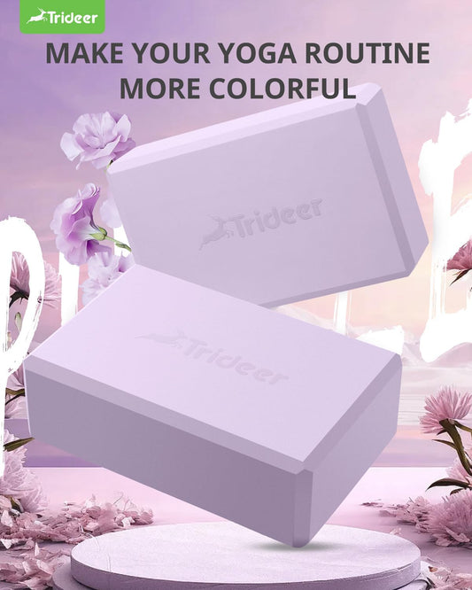 Yoga Blocks 2 Pack, Soft Non-Slip Foam Blocks with Beveled Edges for Alignment and Stretching in Yoga, Pilates, and Dance - Supportive, Lightweight, Odor Resistant, Latex-Free