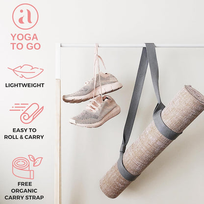 Organic Yoga Mat - Natural Jute Yoga Mats - Large Non Slip Eco Friendly Yoga Mats with Carrying Strap - Reversible Jute per - Extra Long Yoga Mat 72 Inch - 5Mm - All Types of Yoga - Vegan